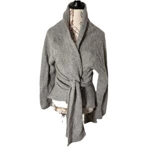 XLADY Made in Italy Grey Wrap Cardigan Medium M Ballerina Tie Front Knit Sweater